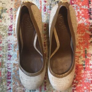 Tory Burch Tweed Basket Weave Wedges